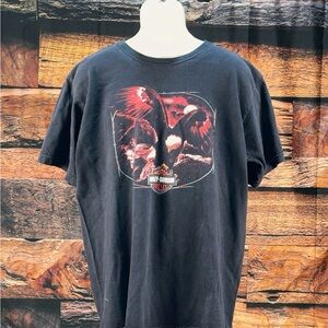 Harley-Davidson Black Tee with Red Eagle Graphic - Men's Short Sleeve